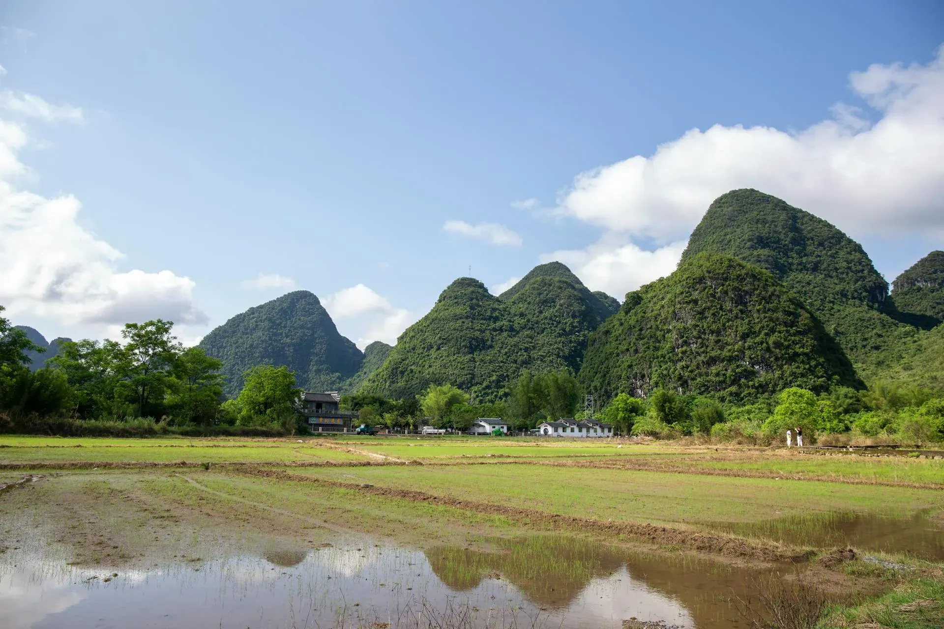 Spectacular karst mountain landscape of Yangshuo, China, featured on the 20 Yuan banknote