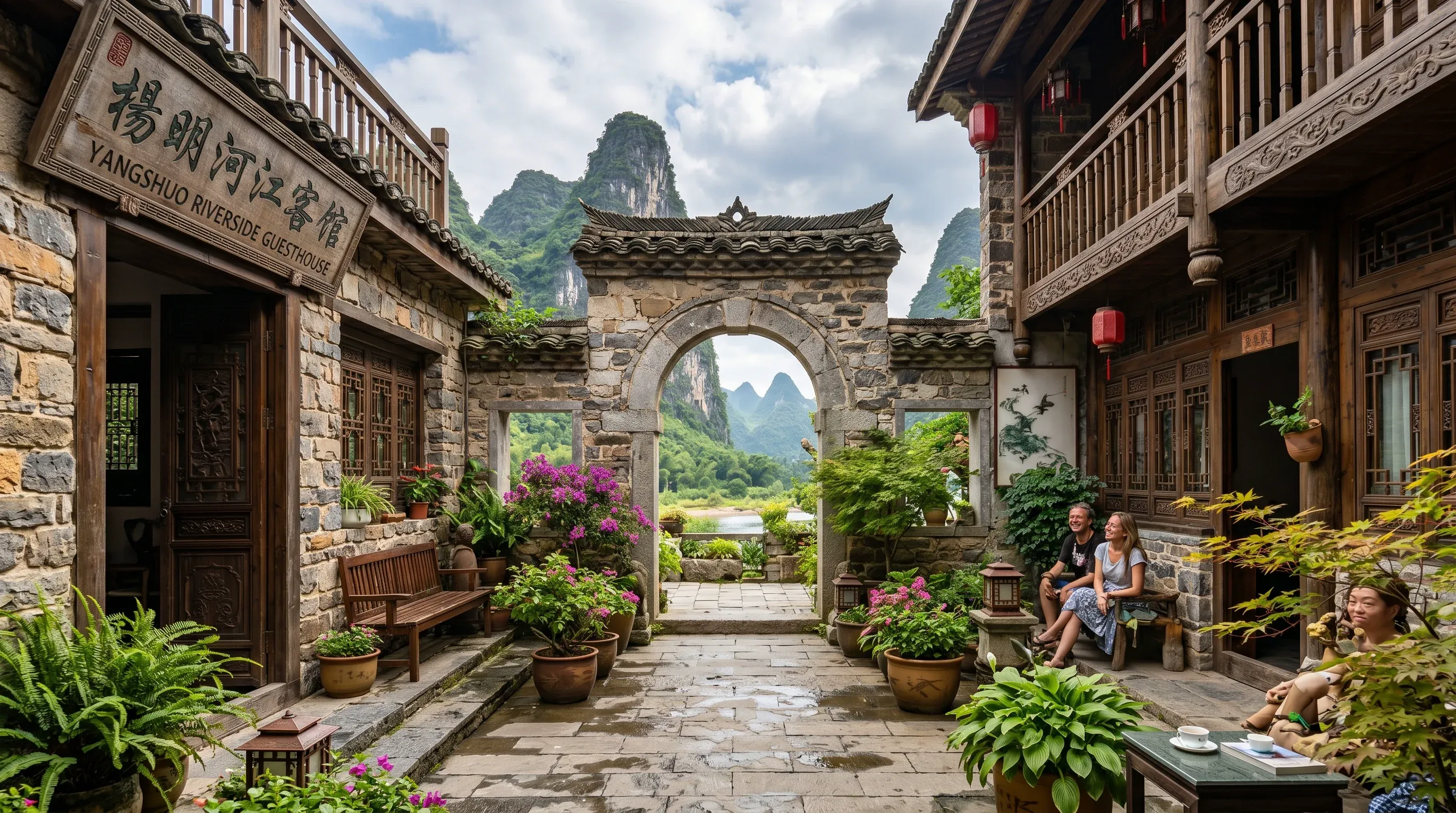 Traditional stone courtyard guesthouse in Yangshuo, Guangxi, China - boutique accommodation